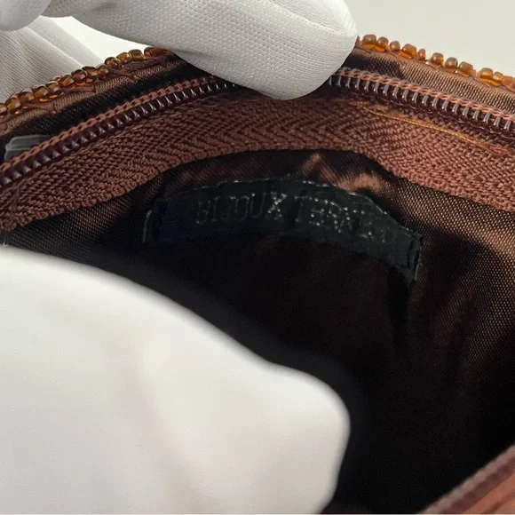 Elegant Brown Beaded Handbag Vintage Bijoux Terner - Picture 4 of 15